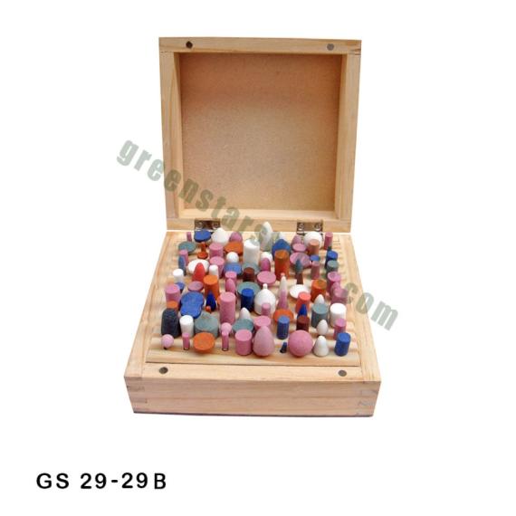 ABRASIVES POLISHING BURS SET IN WOODEN BOX