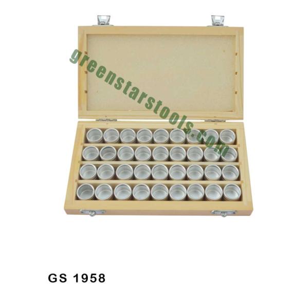 ALUMINUM STORAGE CONTAINERS IN WOODEN BOX