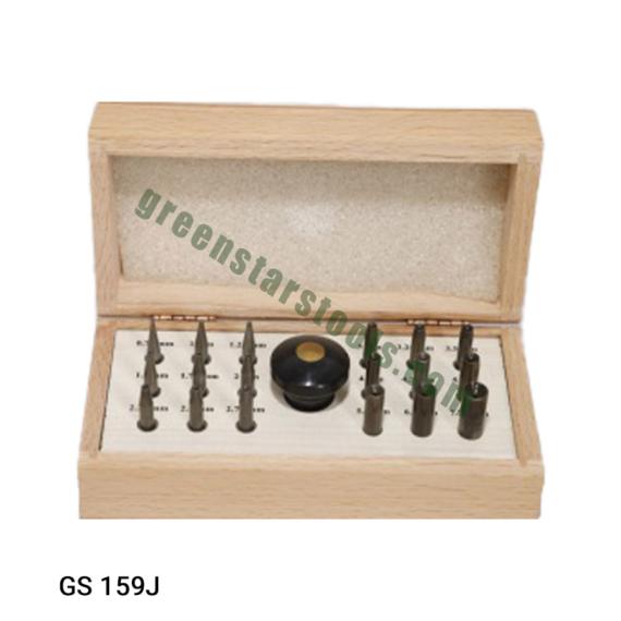 BEZEL SETTING PUNCH SET IN WOOD BOX WITH 18 PUNCHES