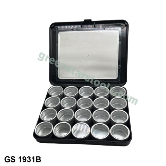 BLACK PLASTIC BOX WITH ALUMINUM CONTAINERS