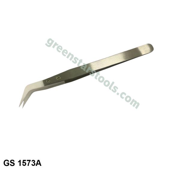 CERAMIC TIP ZIRCONIUM TWEEZERS CURVED 130MM