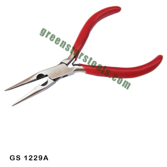 CHAIN NOSE PLIERS WITH CUTTER SERRATED JAW