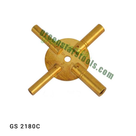 CLOCK WINDING KEY 4 PRONGED BRASS (4, 6, 8, 10)