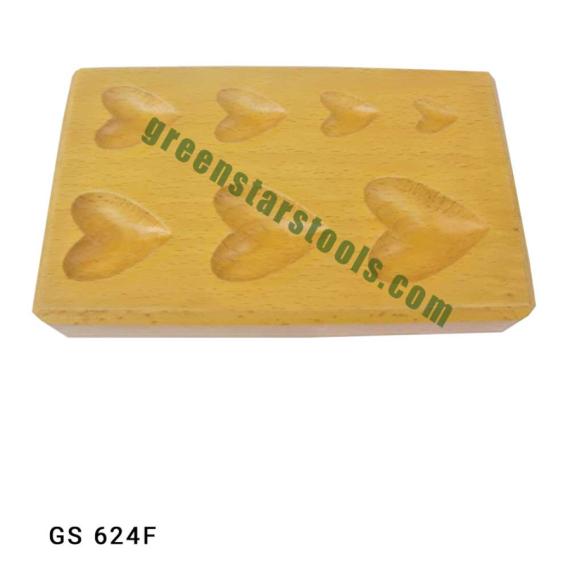 DAPPING BLOCK HARDWOOD HEART SHAPE 7 CAVITY