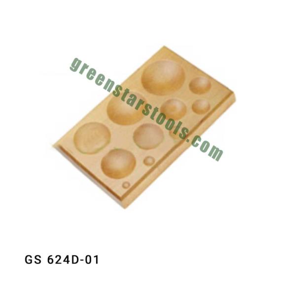 DAPPING BLOCK HARD WOOD ROUND SHAPE 11 CAVITY