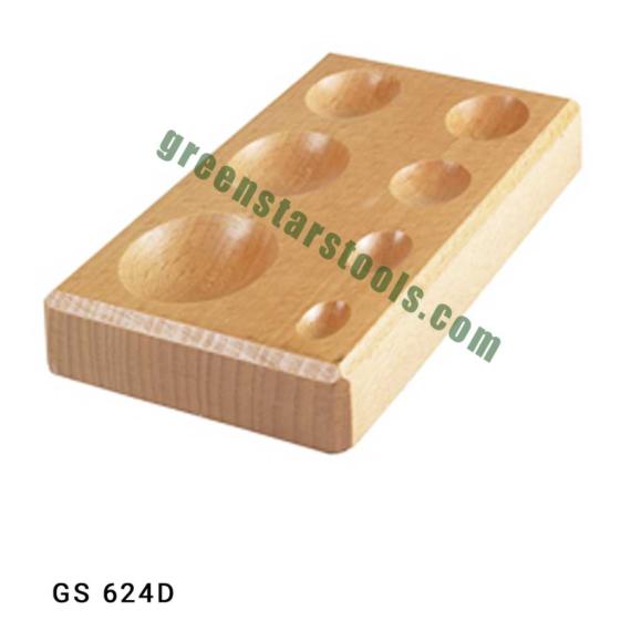 DAPPING BLOCK HARDWOOD ROUND SHAPE 7 CAVITY