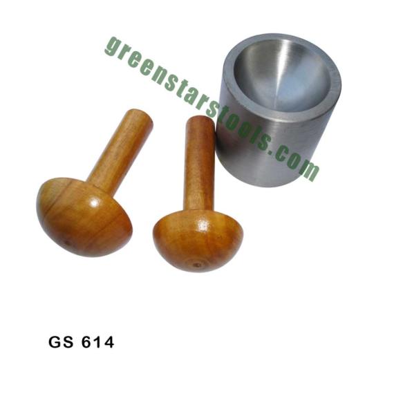 DAPPING DIE STEEL WITH 2 WOODEN PUNCHES