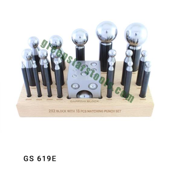 DAPPING PUNCH & DAPPING BLOCK SET OF 19