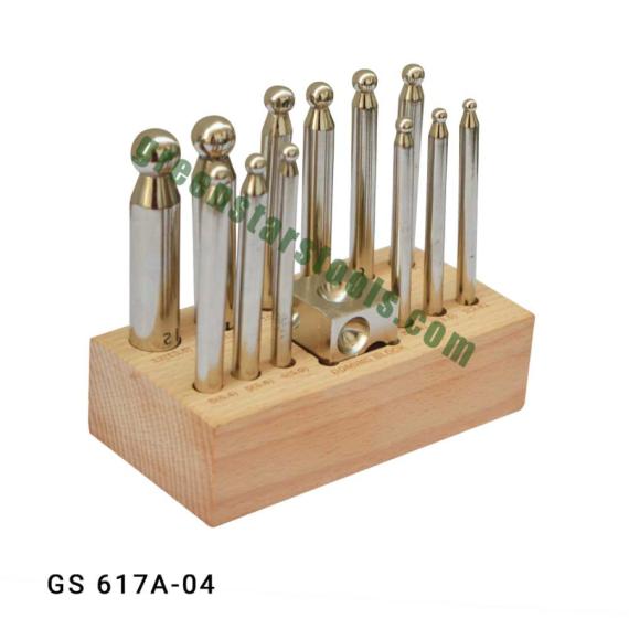 DAPPING PUNCH & BLOCK SET WITH WOODEN STAND