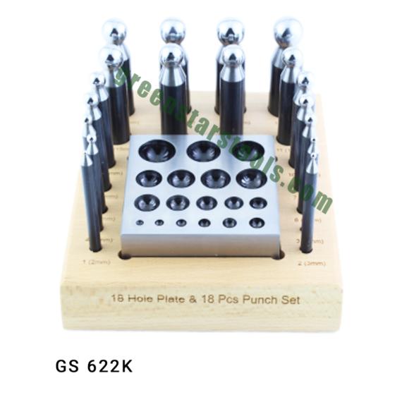 DAPPING PUNCH & DAPPING PLATE SET OF 19 PCS