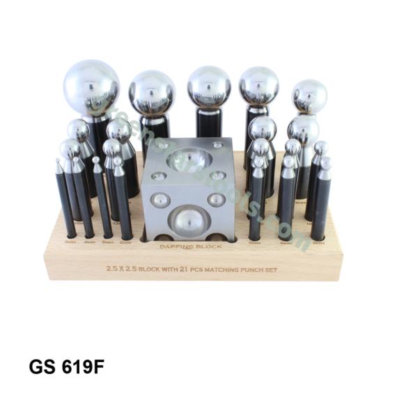 DAPPING PUNCH & DAPPING BLOCK SET OF 22
