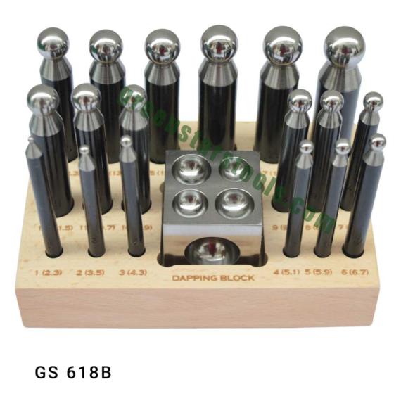 DOMING PUNCH & BLOCK SET OF 19 ON WOODEN STAND