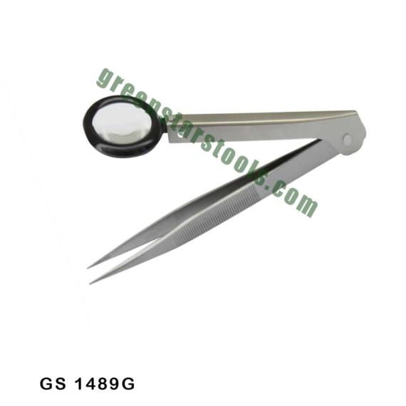 DIAMOND TWEEZERS WITH MAGNIFIER