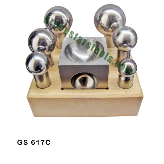 DOMING PUNCH & BLOCK SET OF 7 ON WOODEN STAND
