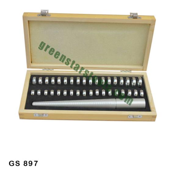 FINGER SIZES GAUGE & RING STICK SET IN WOODEN BOX UNIVERSAL