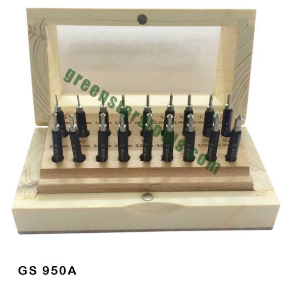 GEMSTONE SETTING GAUGE SET OF 18 IN WOODEN BOX