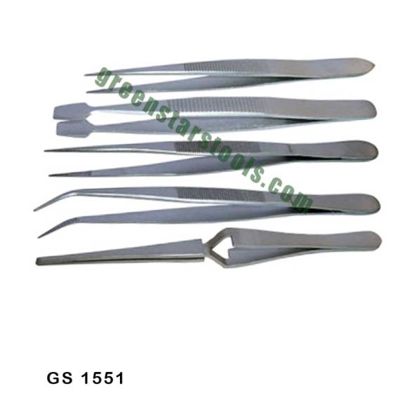 JEWELLERS ALL PURPOSE TWEEZERS SET OF 5 IN POUCH