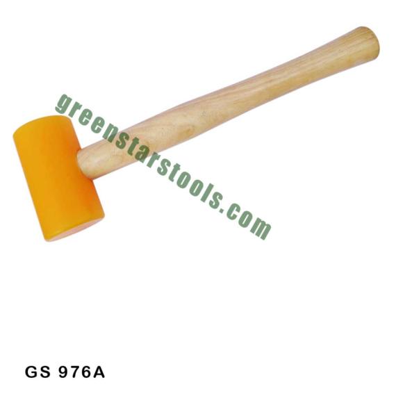 NYLON YELLOW HAMMER WITH ROUND WOODEN HANDLE