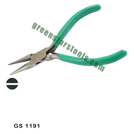LONG CHAIN NOSE PLIERS WITH V SPRING STAINLESS STEEL