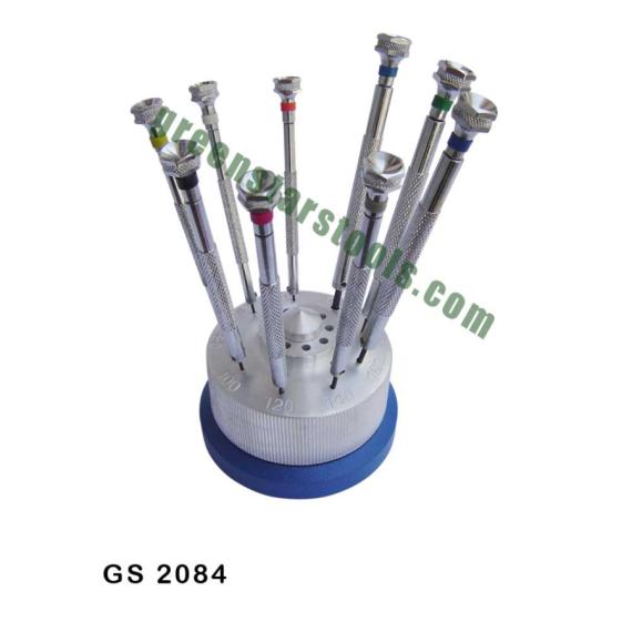 SCREW DRIVERS SET OF 9 WITH EXTRA HEAVY REVOLVING STAND