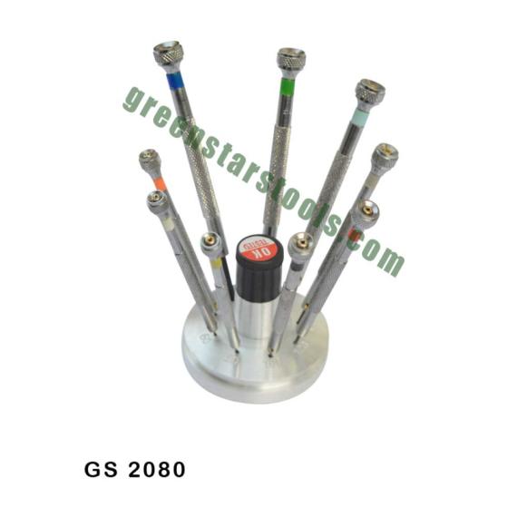 SCREW DRIVER SET OF 9 ON FIXED STAND WITH SPARE BALDES