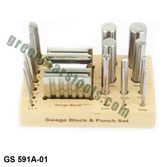 SWAGE BLOCK AND 16 PUNCH SET
