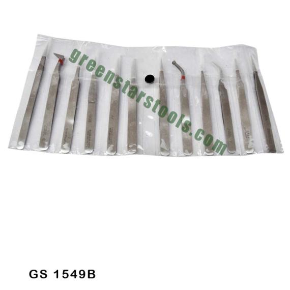 TWEEZERS ALL PURPOSE SET OF 12 IN POUCH