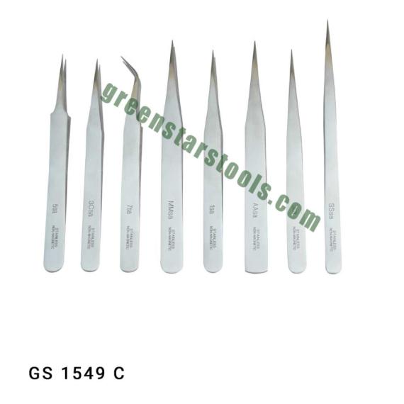 TWEEZERS ANTI MAGNETIC SET OF 8