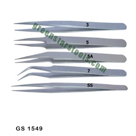 TWEEZERS ANTIMAGNETIC SET OF 5 IN POUCH