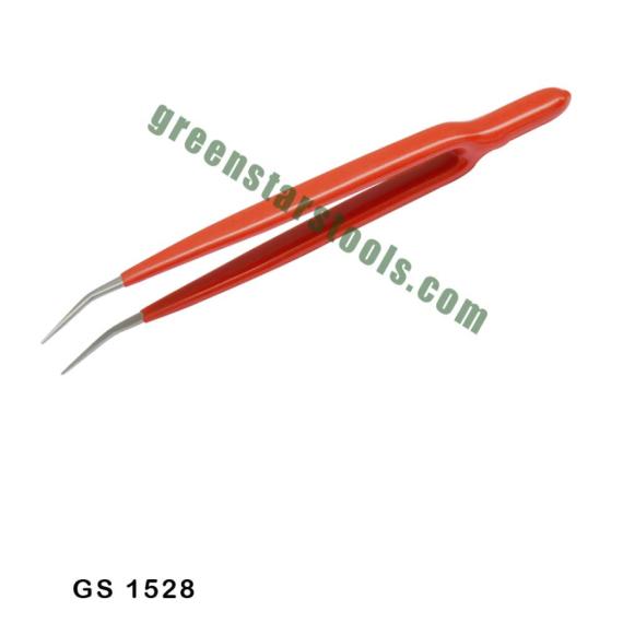 TWEEZERS CURVED INSULATED HANDLE