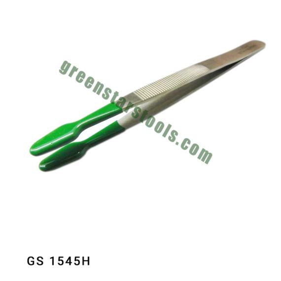 TWEEZERS FLAT TIP WITH PVC COATED TIPS