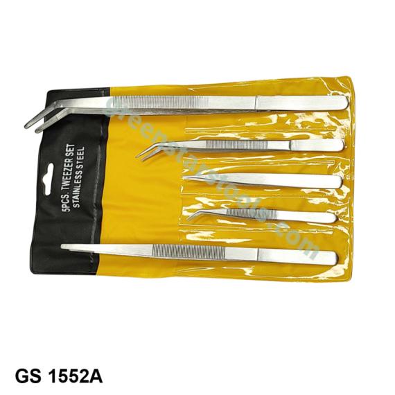 TWEEZERS STAINLESS STEEL (SET OF 5 PCS)