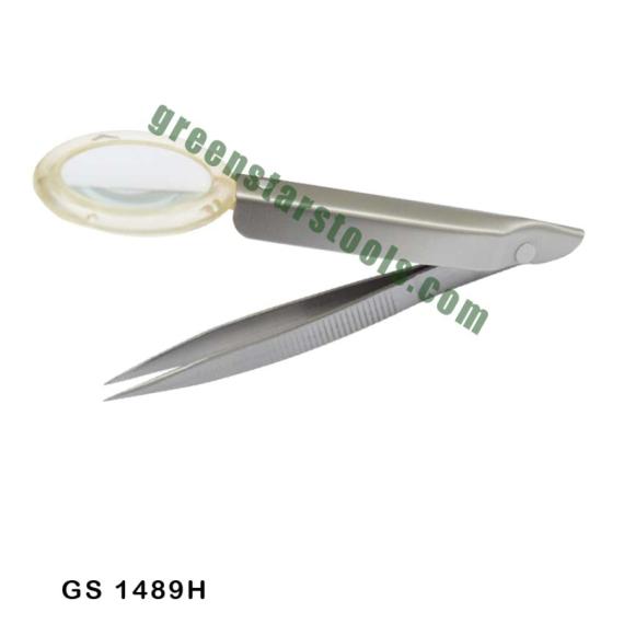 TWEEZERS WITH LENS