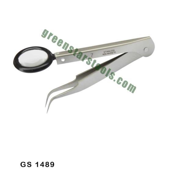 TWEEZERS WITH MAGNIFIER