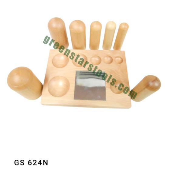 WOOD DAPPING BLOCK & PUNCH SET WITH STEEL BLOCK