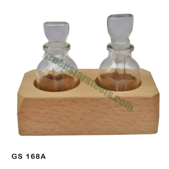 WOODEN BLOCK WITH 2 ACID BOTTLES