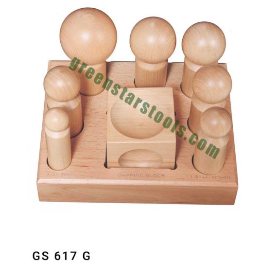 WOODEN DAPPING PUNCH & BLOCK SET OF 8 PCS