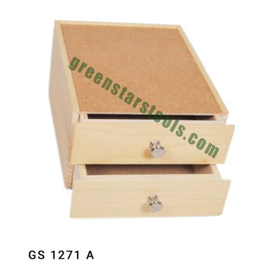WOODEN ORGANIZER STAND WITH TWO DRAWER